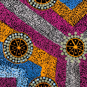 Aboriginal Artwork by Roxanne Napaljarri Collins, Yurrampi Jukurrpa (Honey Ant Dreaming), 40x40cm - ART ARK®