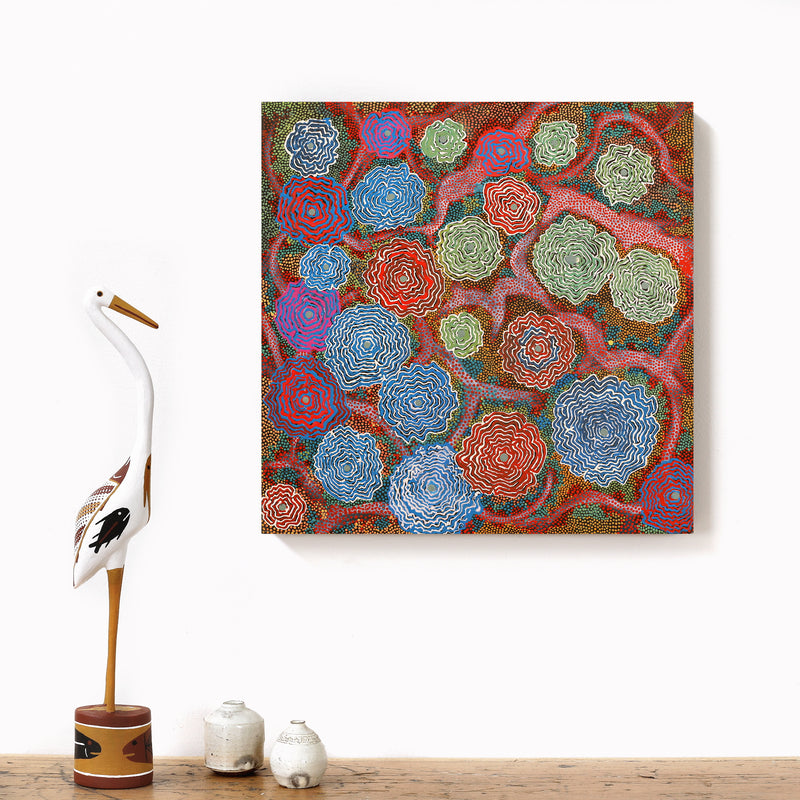 Aboriginal Artwork by Roxanne Napaljarri Collins, Yurrampi Jukurrpa (Honey Ant Dreaming), 40x40cm