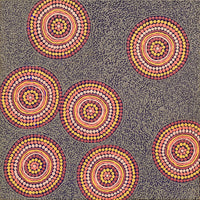 Aboriginal Artwork by Roxanne Nungarrayi Martin, Lukarrara Jukurrpa (Desert Fringe-rush Seed Dreaming), 30x30cm