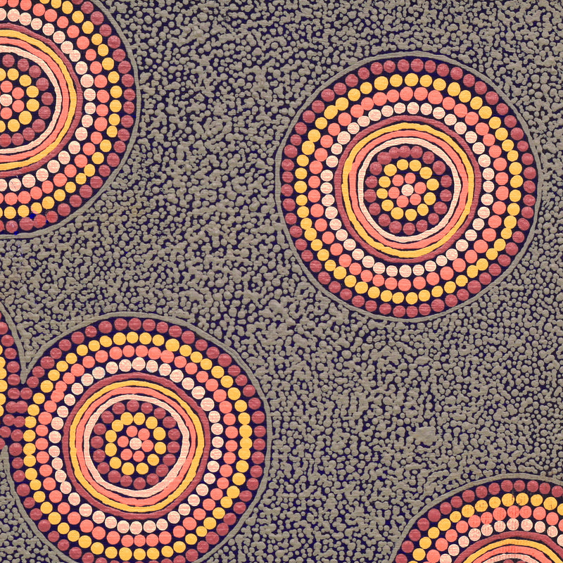 Aboriginal Artwork by Roxanne Nungarrayi Martin, Lukarrara Jukurrpa (Desert Fringe-rush Seed Dreaming), 30x30cm