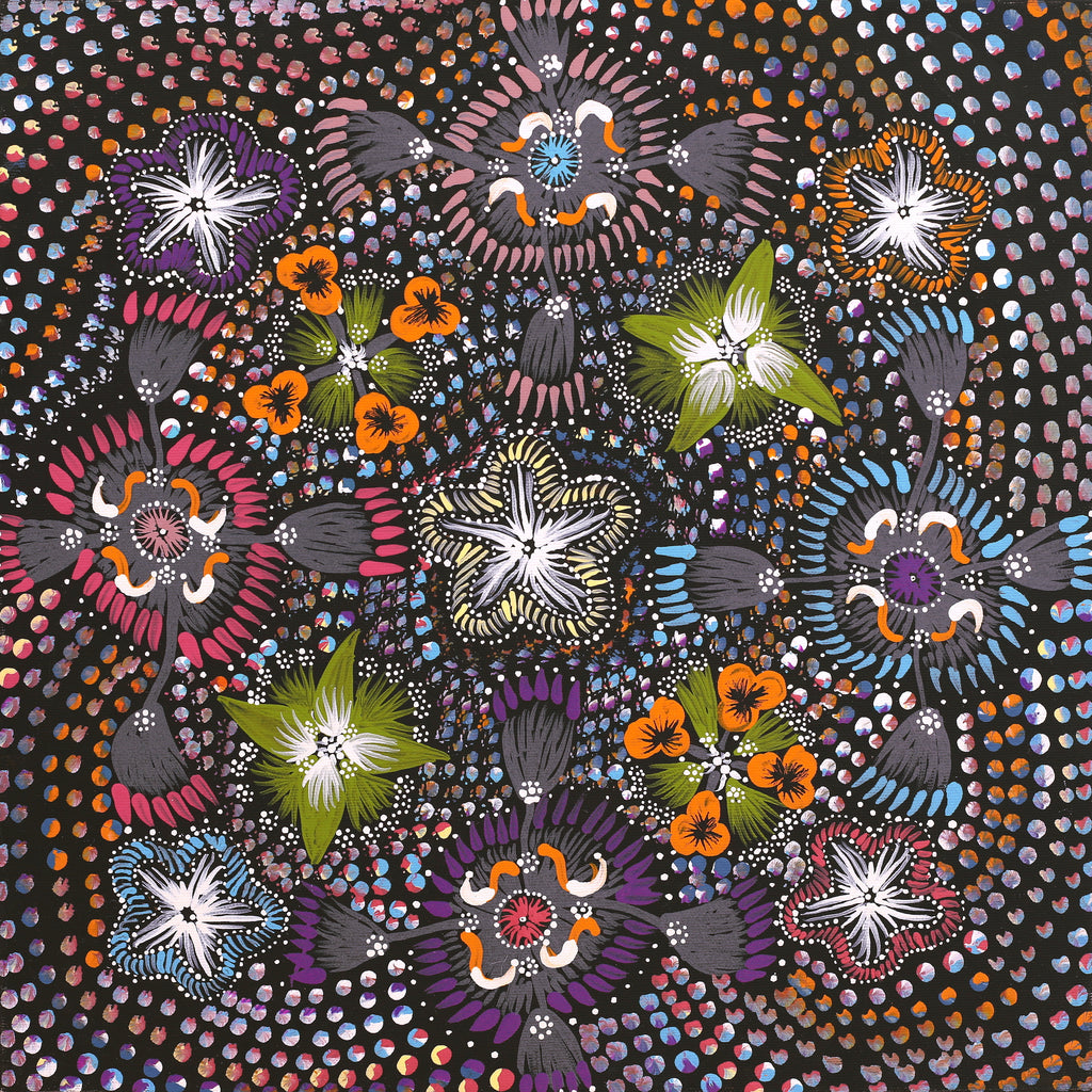 Aboriginal Artwork by Runa Napangardi Williams, Ngurlu Jukurrpa (Native Seed Dreaming), 40x40cm - ART ARK®