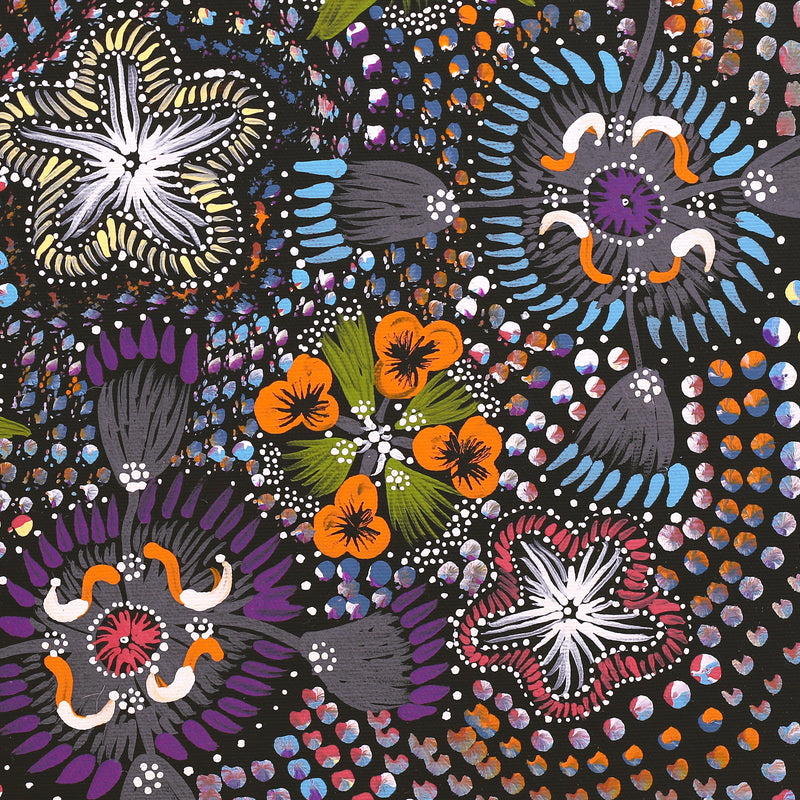 Aboriginal Artwork by Runa Napangardi Williams, Ngurlu Jukurrpa (Native Seed Dreaming), 40x40cm