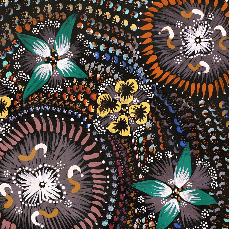 Aboriginal Artwork by Runa Napangardi Williams, Ngurlu Jukurrpa (Native Seed Dreaming), 40x40cm