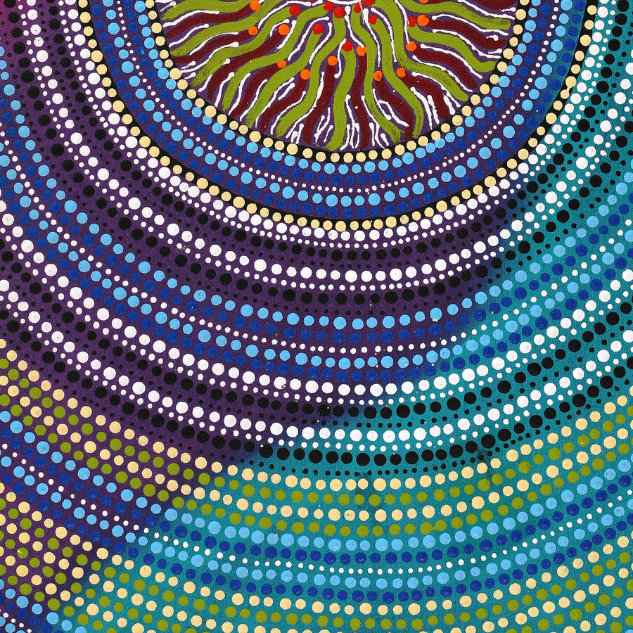 Aboriginal Artwork by Ruth Napangardi Langdon, Wanakiji Jukurrpa (Bush Tomato Dreaming), 61x30cm