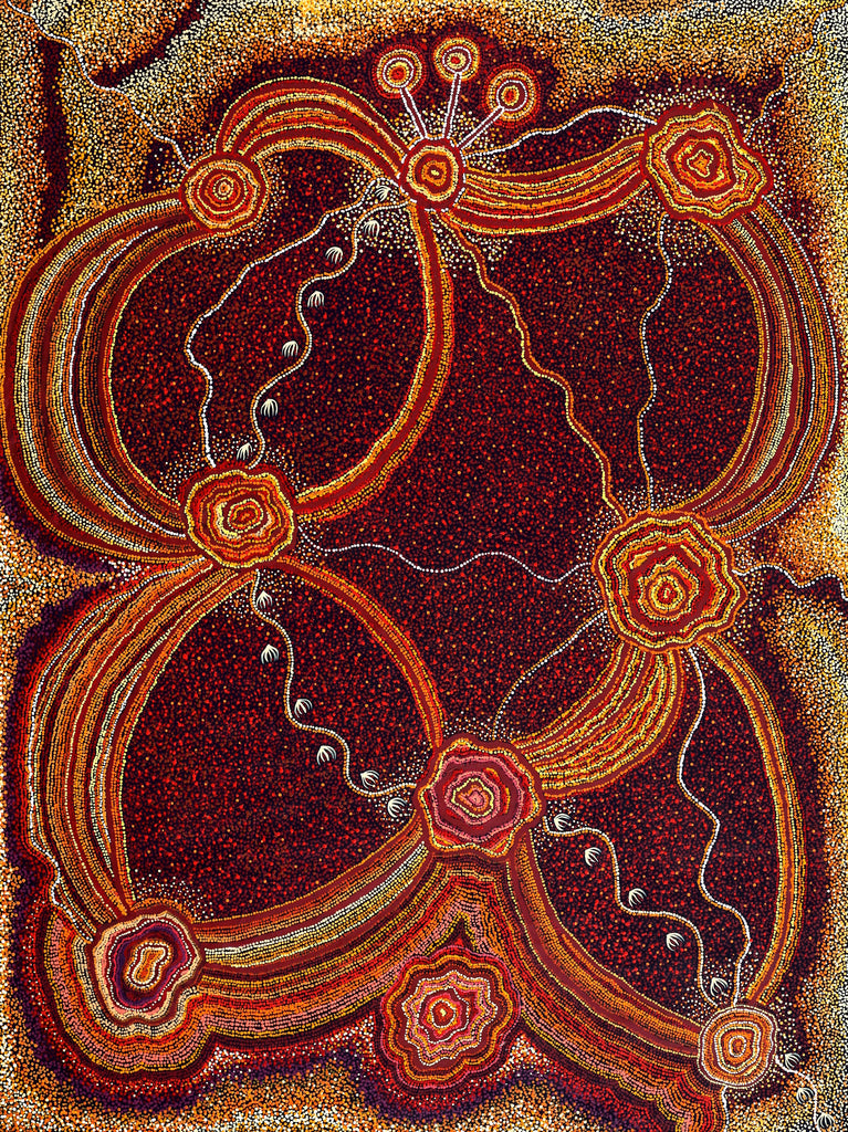 Aboriginal Artwork by Ruth Nungarrayi Spencer, Wardapi Jukurrpa (Goanna Dreaming) - Yarripilangu, 203x152cm - ART ARK®