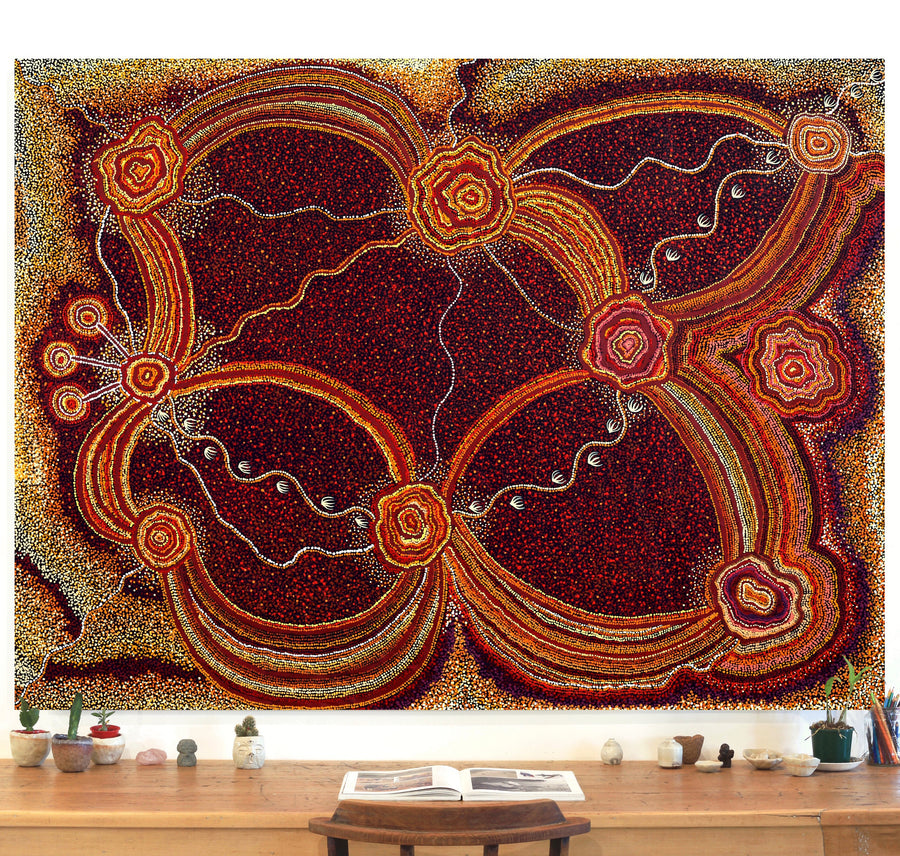 Aboriginal Artwork by Ruth Nungarrayi Spencer, Wardapi Jukurrpa (Goanna Dreaming) - Yarripilangu, 203x152cm