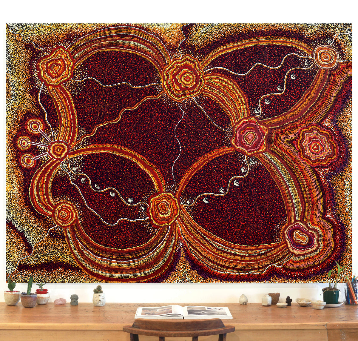 Aboriginal Art by Ruth Nungarrayi Spencer, Wardapi Jukurrpa (Goanna Dreaming) - Yarripilangu, 203x152cm - ART ARK®