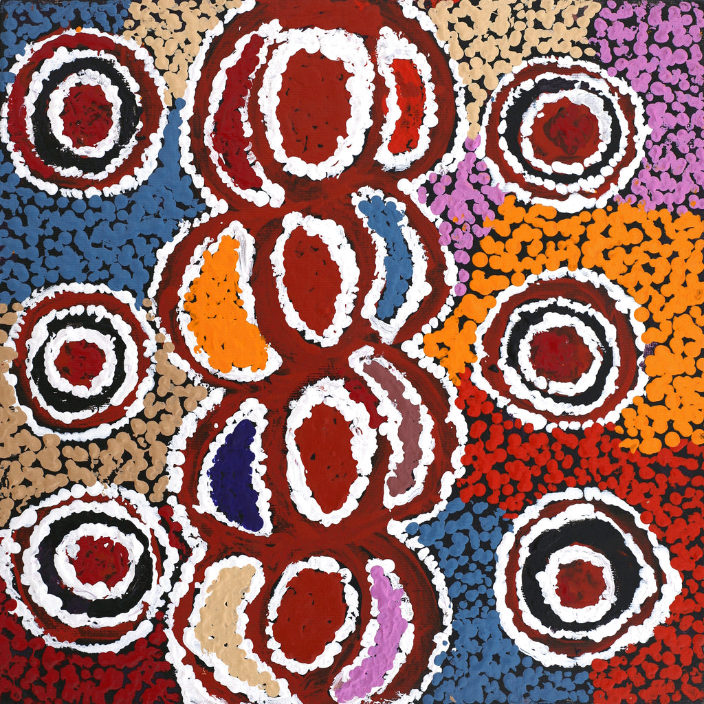 Aboriginal Art by Ruth Nungarrayi Spencer, Warlukurlangu Jukurrpa (Fire country Dreaming), 30x30cm - ART ARK®