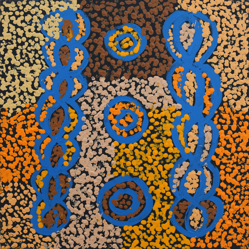 Aboriginal Artwork by Ruth Nungarrayi Spencer, Wardapi Jukurrpa (Goanna Dreaming) - Yarripurlangu, 30x30cm