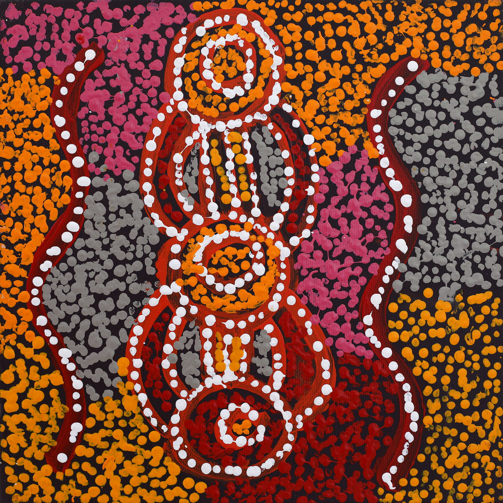 Aboriginal Artwork by Ruth Nungarrayi Spencer, Wardapi Jukurrpa (Goanna Dreaming) - Yarripurlangu, 30x30cm - ART ARK®