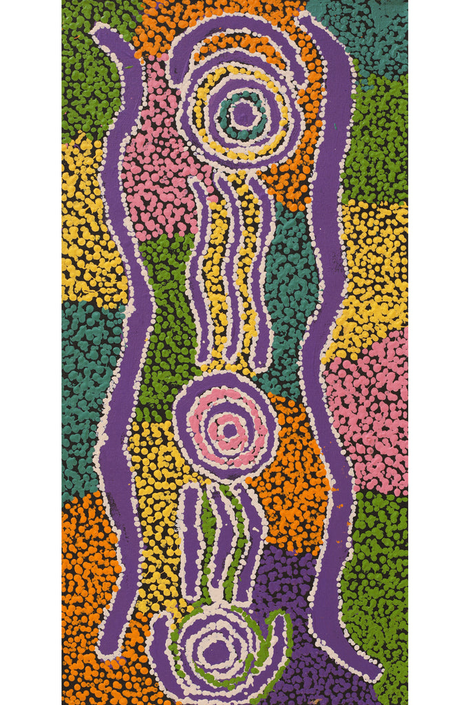 Aboriginal Artwork by Ruth Nungarrayi Spencer, Wardapi Jukurrpa (Goanna Dreaming) - Yarripilangu, 61x30cm