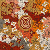 Aboriginal Artwork by Ruth Napaljarri Stewart, Ngatijirri Jukurrpa (Budgerigar Dreaming), 30x30cm