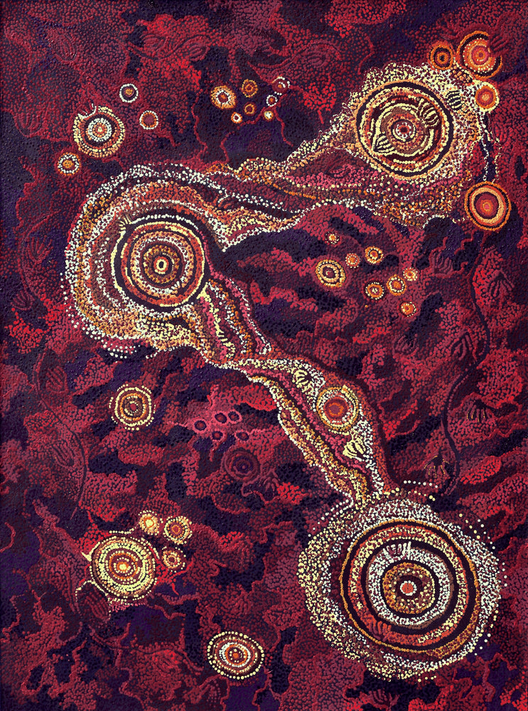 Aboriginal Artwork by Ruth Nungarrayi Spencer, Wardapi Jukurrpa (Goanna Dreaming) - Yarripurlangu, 122x91cm