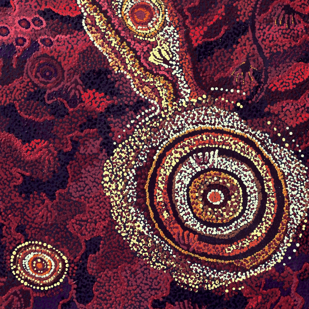 Aboriginal Artwork by Ruth Nungarrayi Spencer, Wardapi Jukurrpa (Goanna Dreaming) - Yarripurlangu, 122x91cm - ART ARK®