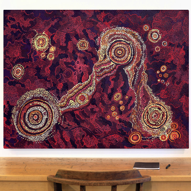 Aboriginal Artwork by Ruth Nungarrayi Spencer, Wardapi Jukurrpa (Goanna Dreaming) - Yarripurlangu, 122x91cm
