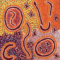 Aboriginal Artwork by Ruth Napaljarri Stewart, Ngatijirri Jukurrpa (Budgerigar Dreaming), 30x30cm