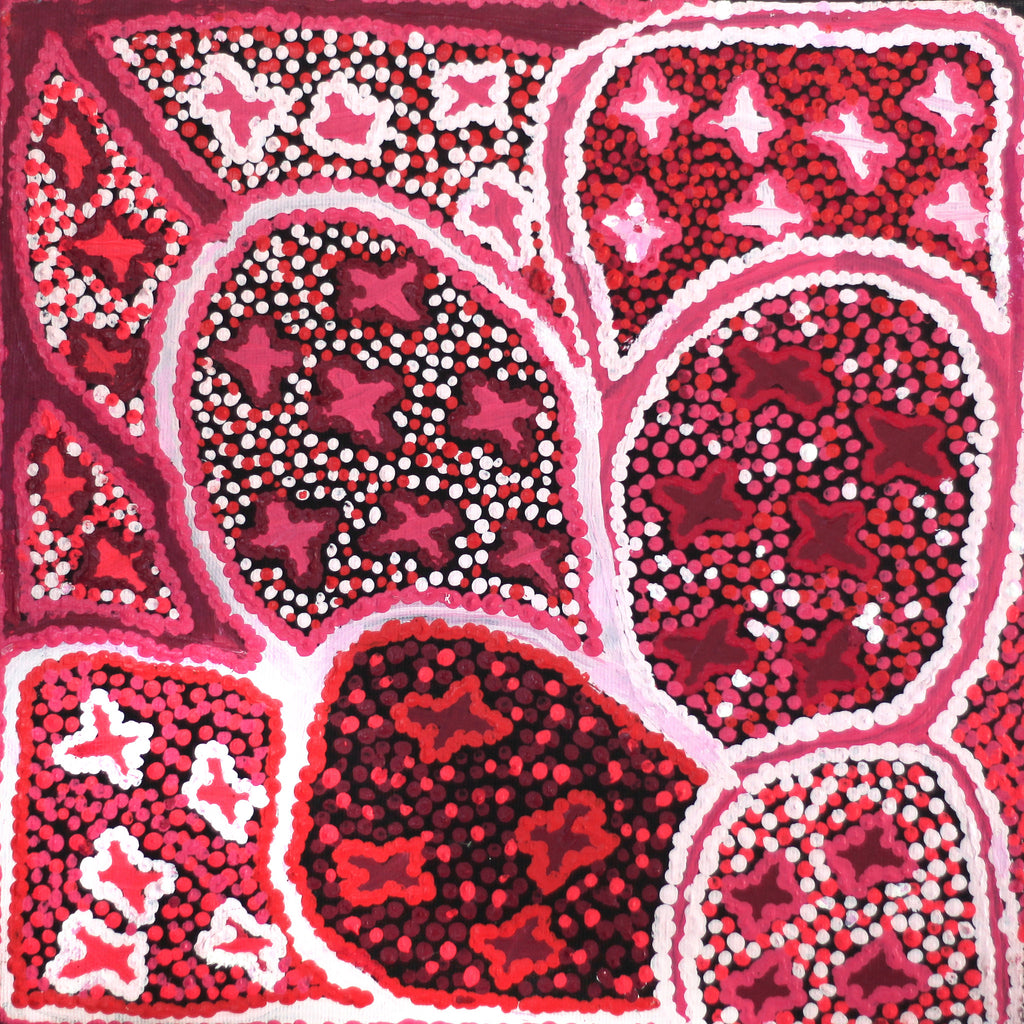 Aboriginal Artwork by Ruth Napaljarri Stewart, Ngatijirri Jukurrpa (Budgerigar Dreaming), 30x30cm