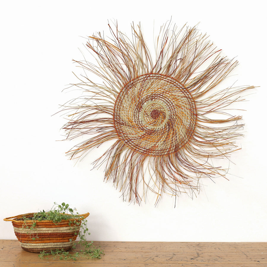 Aboriginal Artwork by Mary Guyula Rruwaypi - Woven Mat - 90cm