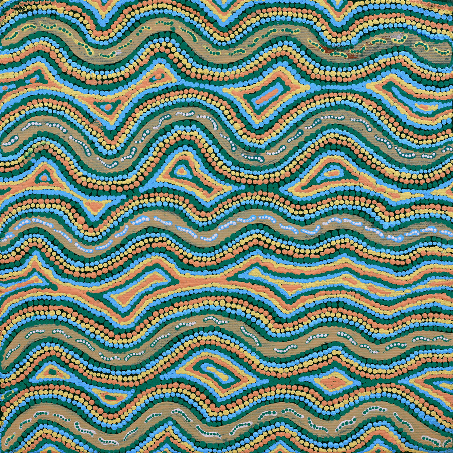 Aboriginal Artwork by Ryan Japangardi Woods, Puturlu Jukurrpa (Mt Theo Dreaming), 30x30cm