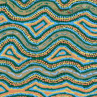 Aboriginal Artwork by Ryan Japangardi Woods, Puturlu Jukurrpa (Mt Theo Dreaming), 30x30cm
