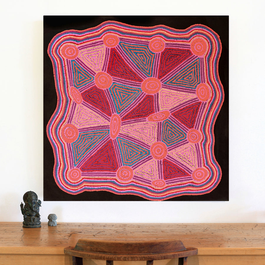 Aboriginal Artwork by Sabrina Nungarrayi Gibson, Yankirri Jukurrpa (Emu Dreaming) - Ngarlikurlangu, 91x91cm