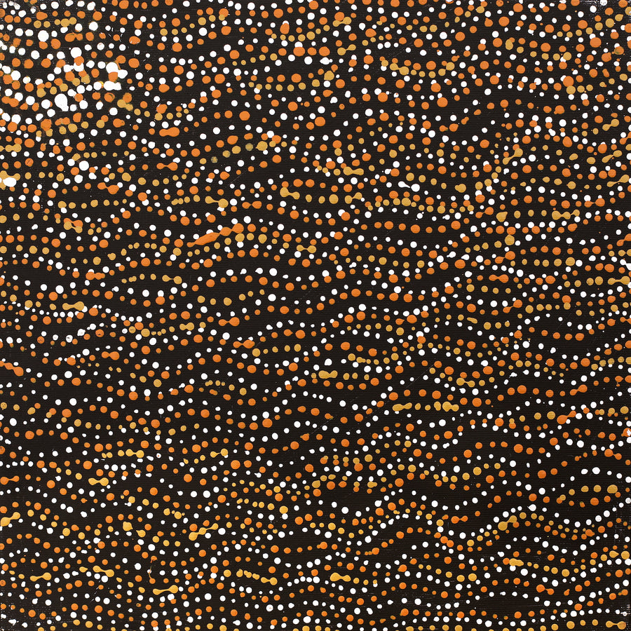 Aboriginal Artwork by Sabrina Nangala Robertson, Ngapa Jukurrpa (Water Dreaming) - Pirlinyarnu, 30x30cm