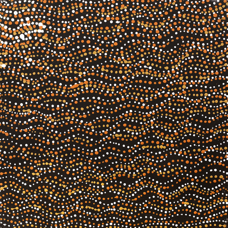 Aboriginal Artwork by Sabrina Nangala Robertson, Ngapa Jukurrpa (Water Dreaming) - Pirlinyarnu, 30x30cm