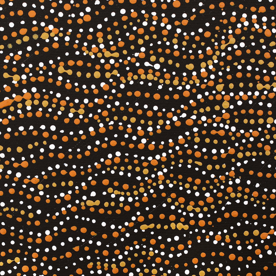 Aboriginal Artwork by Sabrina Nangala Robertson, Ngapa Jukurrpa (Water Dreaming) - Pirlinyarnu, 30x30cm