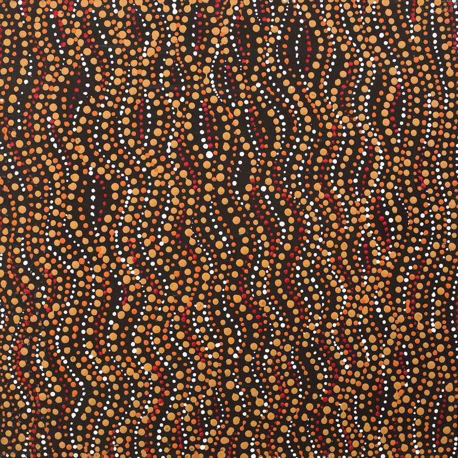Aboriginal Artwork by Sabrina Nangala Robertson, Ngapa Jukurrpa (Water Dreaming) - Pirlinyarnu, 30x30cm