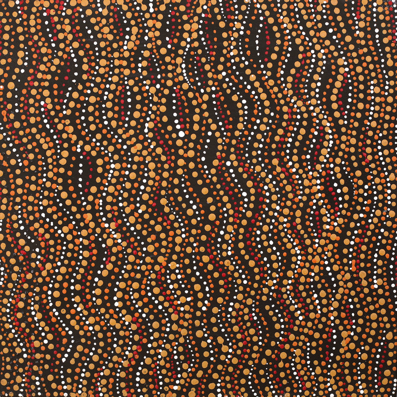 Aboriginal Artwork by Sabrina Nangala Robertson, Ngapa Jukurrpa (Water Dreaming) - Pirlinyarnu, 30x30cm