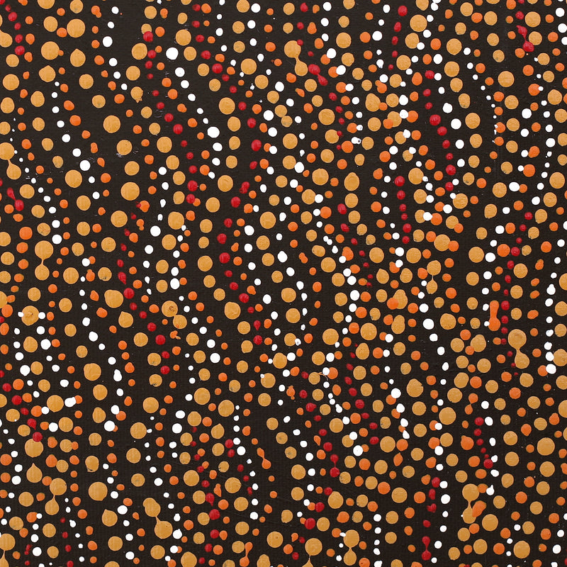 Aboriginal Artwork by Sabrina Nangala Robertson, Ngapa Jukurrpa (Water Dreaming) - Pirlinyarnu, 30x30cm