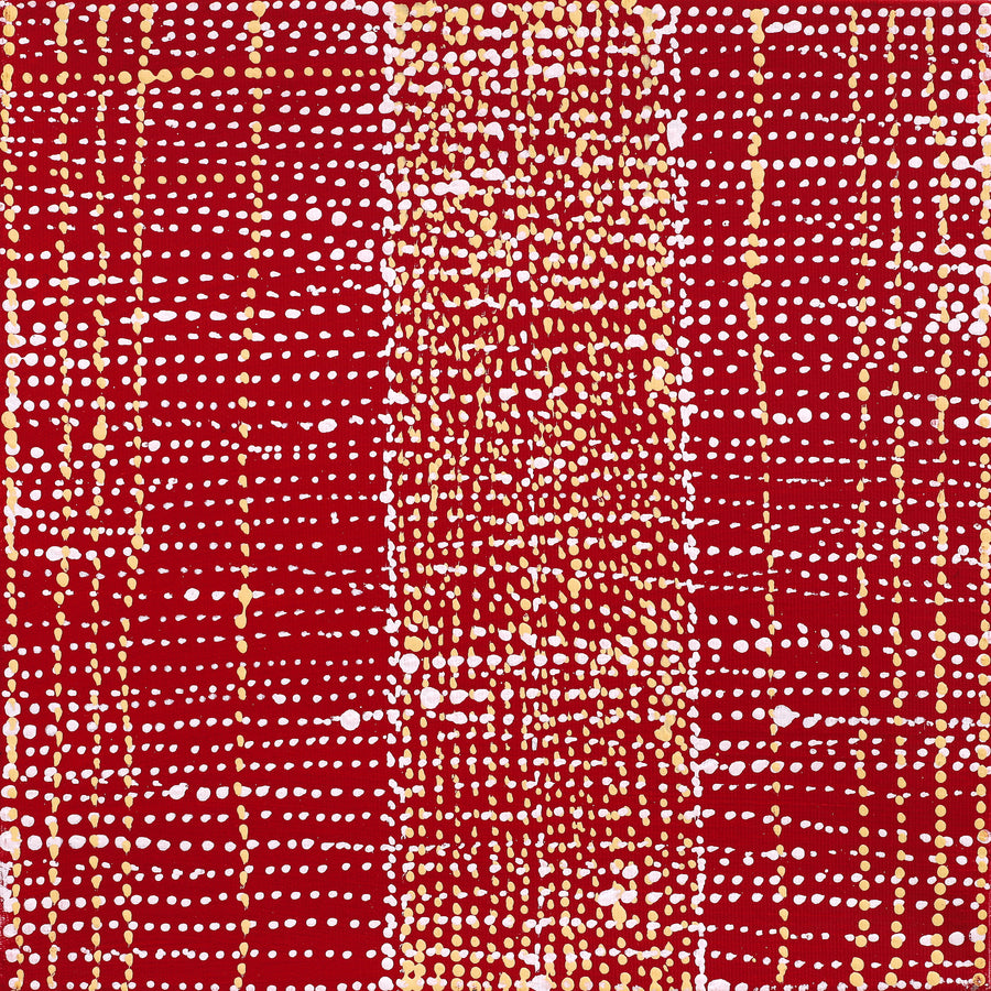 Aboriginal Artwork by Sabrina Nangala Robertson, Ngapa Jukurrpa (Water Dreaming) - Pirlinyarnu, 30x30cm