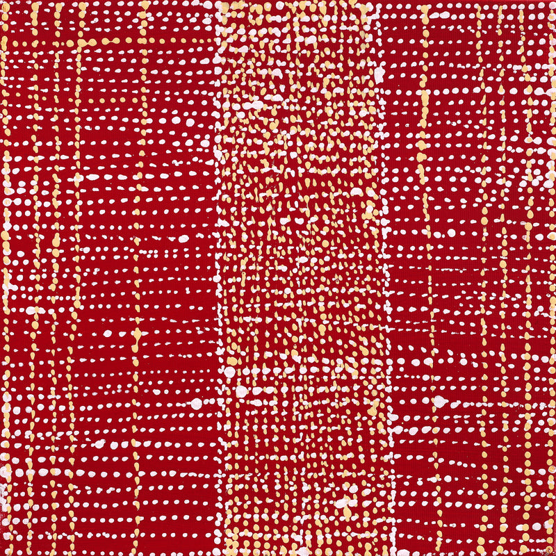 Aboriginal Artwork by Sabrina Nangala Robertson, Ngapa Jukurrpa (Water Dreaming) - Pirlinyarnu, 30x30cm