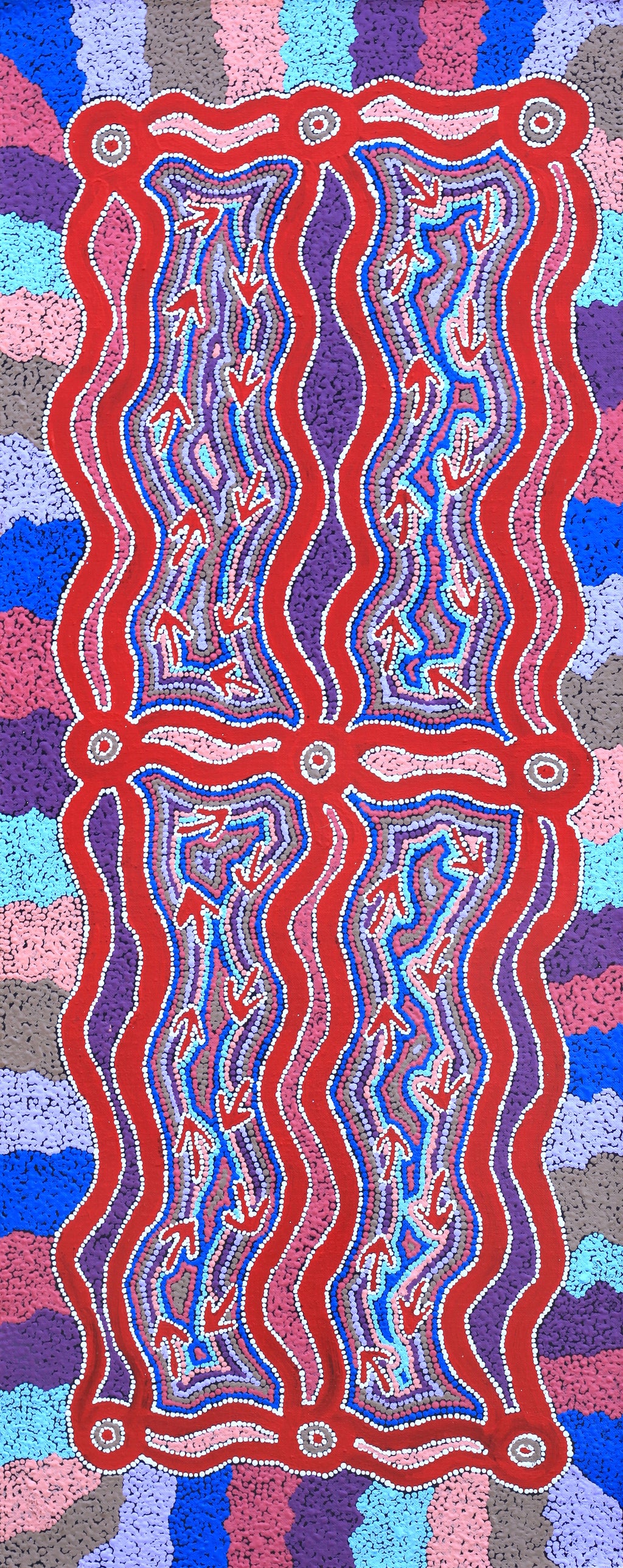 Aboriginal Artwork by Sabrina Nungarrayi Gibson, Yankirri Jukurrpa (Emu Dreaming) - Ngarlikurlangu, 76x30cm