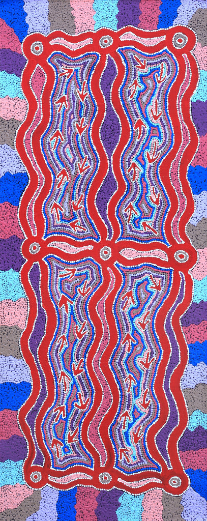 Aboriginal Art by Sabrina Nungarrayi Gibson, Yankirri Jukurrpa (Emu Dreaming) - Ngarlikurlangu, 76x30cm - ART ARK®