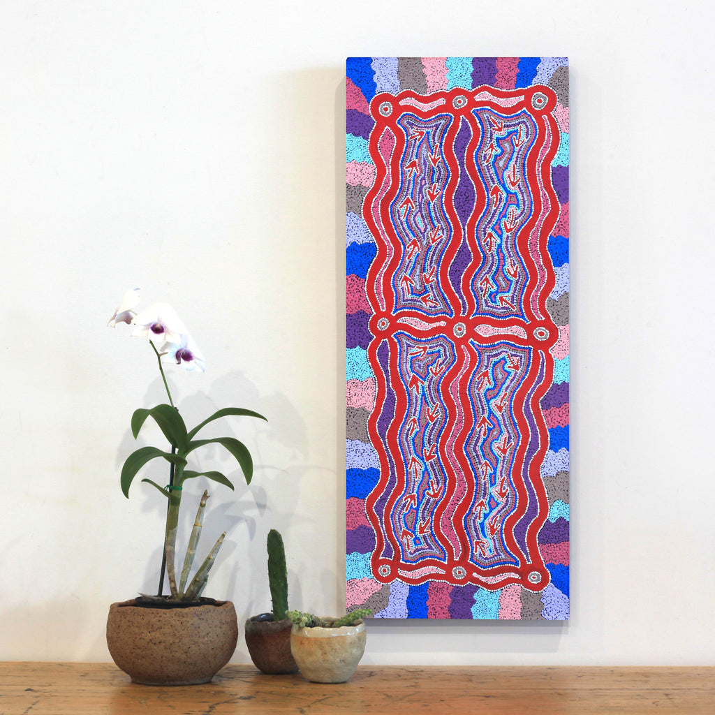 Aboriginal Artwork by Sabrina Nungarrayi Gibson, Yankirri Jukurrpa (Emu Dreaming) - Ngarlikurlangu, 76x30cm