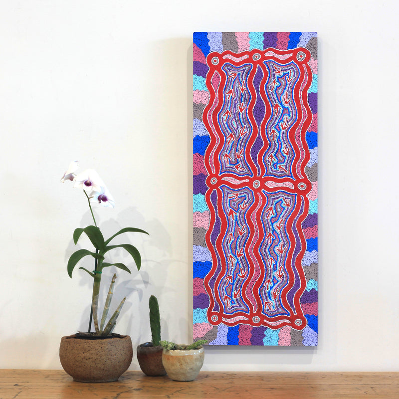 Aboriginal Artwork by Sabrina Nungarrayi Gibson, Yankirri Jukurrpa (Emu Dreaming) - Ngarlikurlangu, 76x30cm