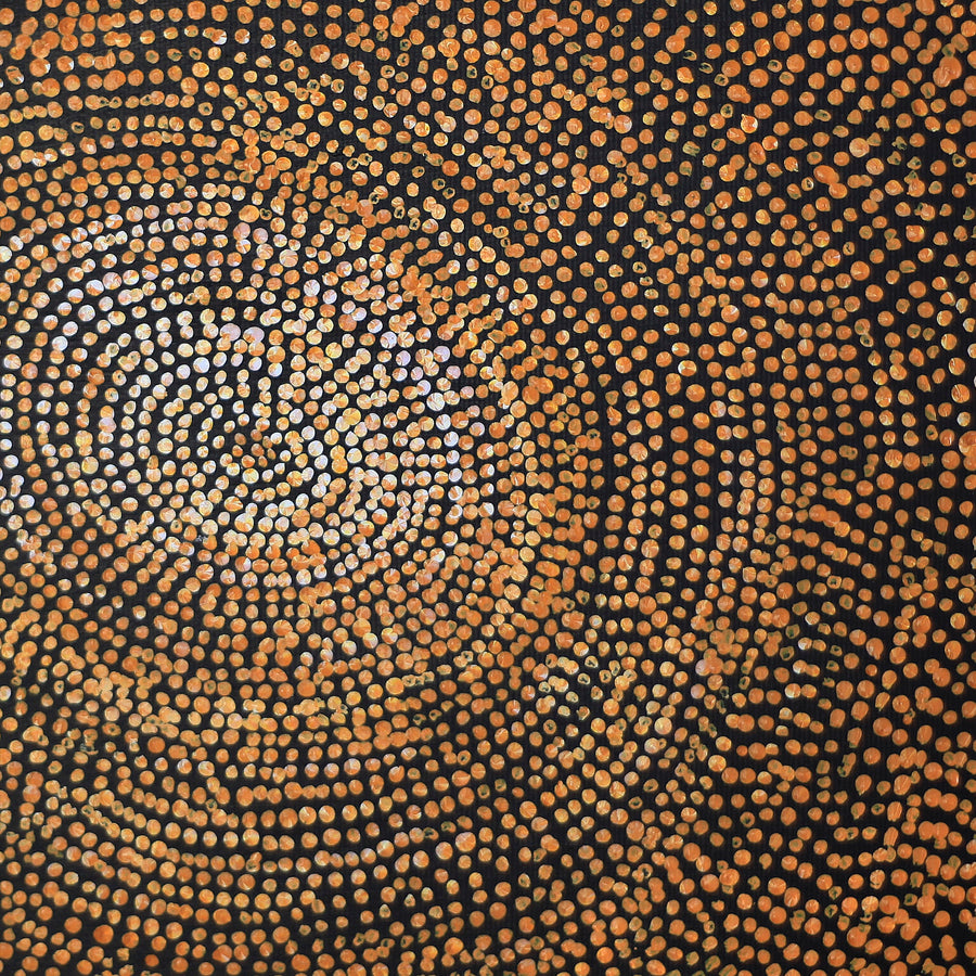 Aboriginal Artwork by Sarah Napurrurla Leo, Ngapa Jukurrpa (Water Dreaming), 30x30cm