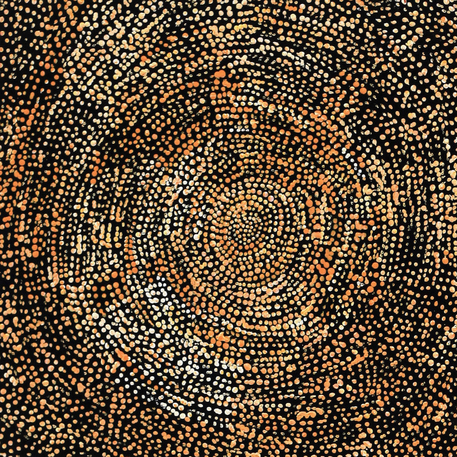 Aboriginal Artwork by Sarah Napurrurla Leo, Ngapa Jukurrpa (Water Dreaming), 30x30cm