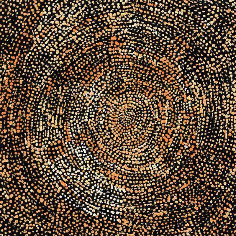 Aboriginal Artwork by Sarah Napurrurla Leo, Ngapa Jukurrpa (Water Dreaming), 30x30cm