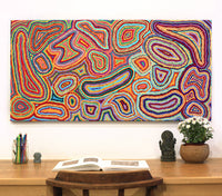 Aboriginal Artwork by Sarah Napaljarri Simms, Pikilyi Jukurrpa (Vaughan Springs Dreaming), 122x61cm