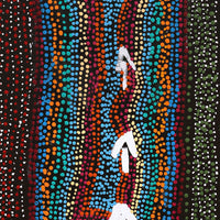 Aboriginal Artwork by Sheree Napurrurla Wayne, Lukarrara Jukurrpa (Desert Fringe-rush Seed Dreaming), 91x30cm