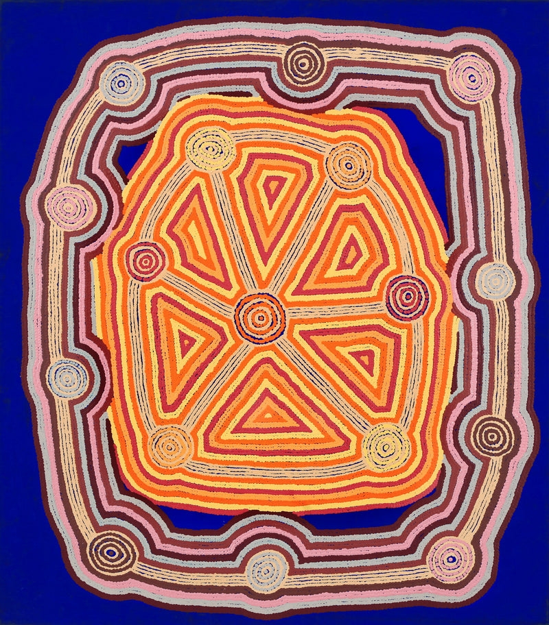 Aboriginal Artwork by Sabrina Nungarrayi Gibson, Yankirri Jukurrpa (Emu Dreaming) - Ngarlikurlangu, 122x107cm