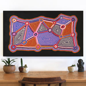 Aboriginal Artwork by Sabrina Nungarrayi Gibson, Yankirri Jukurrpa (Emu Dreaming) - Ngarlikurlangu, 107x61cm - ART ARK®