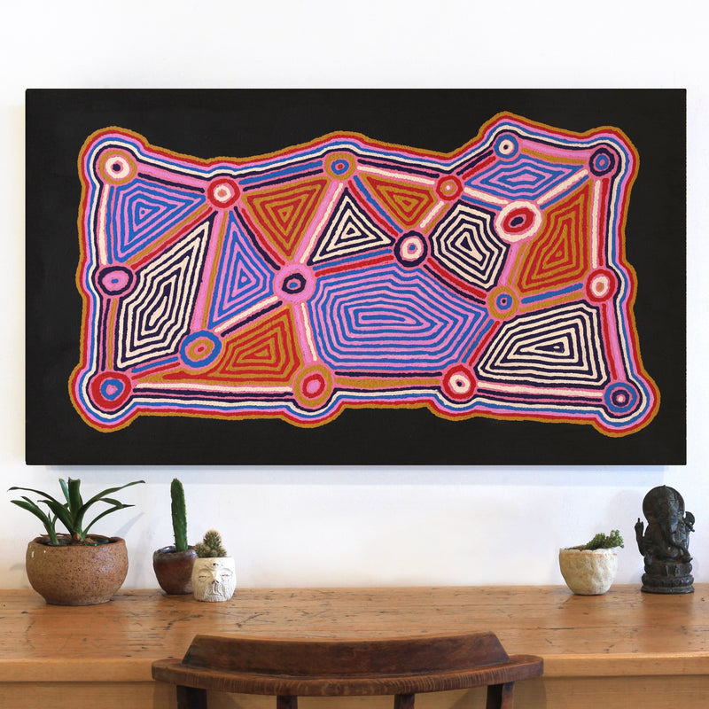 Aboriginal Artwork by Sabrina Nungarrayi Gibson, Yankirri Jukurrpa (Emu Dreaming) - Ngarlikurlangu, 107x61cm