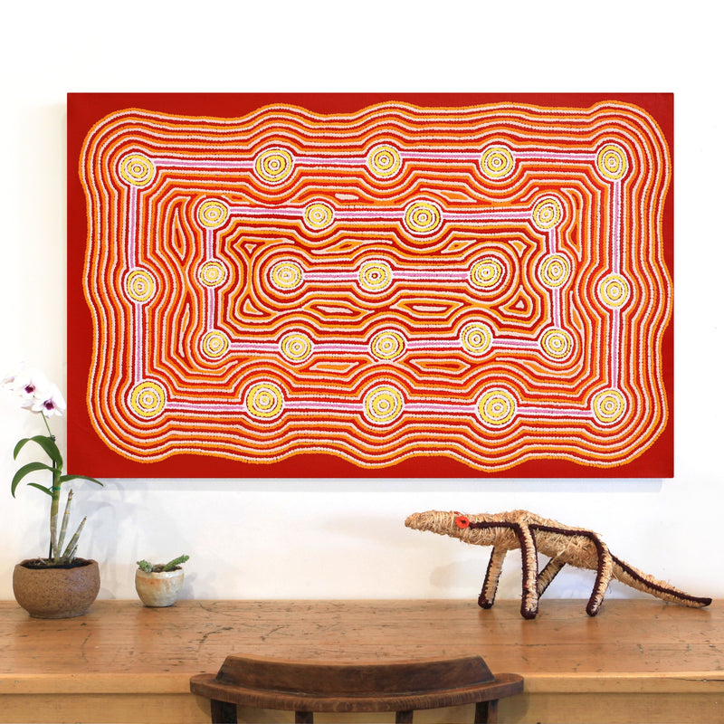 Aboriginal Artwork by Sabrina Nungarrayi Gibson, Yankirri Jukurrpa (Emu Dreaming) - Ngarlikurlangu, 122x76cm