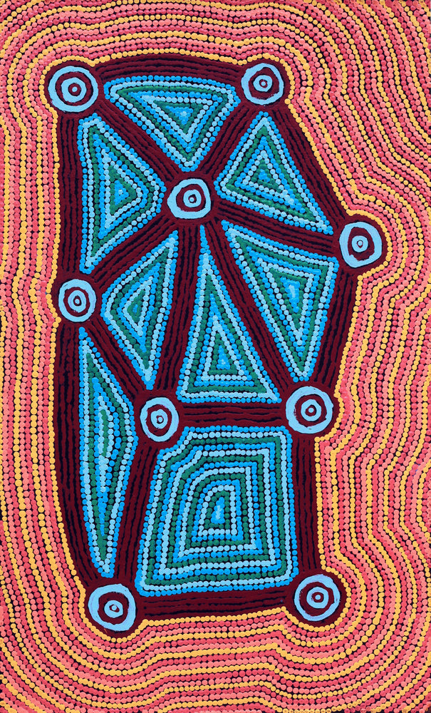 Aboriginal Artwork by Sabrina Nungarrayi Gibson, Yankirri Jukurrpa (Emu Dreaming) - Ngarlikurlangu, 76x46cm