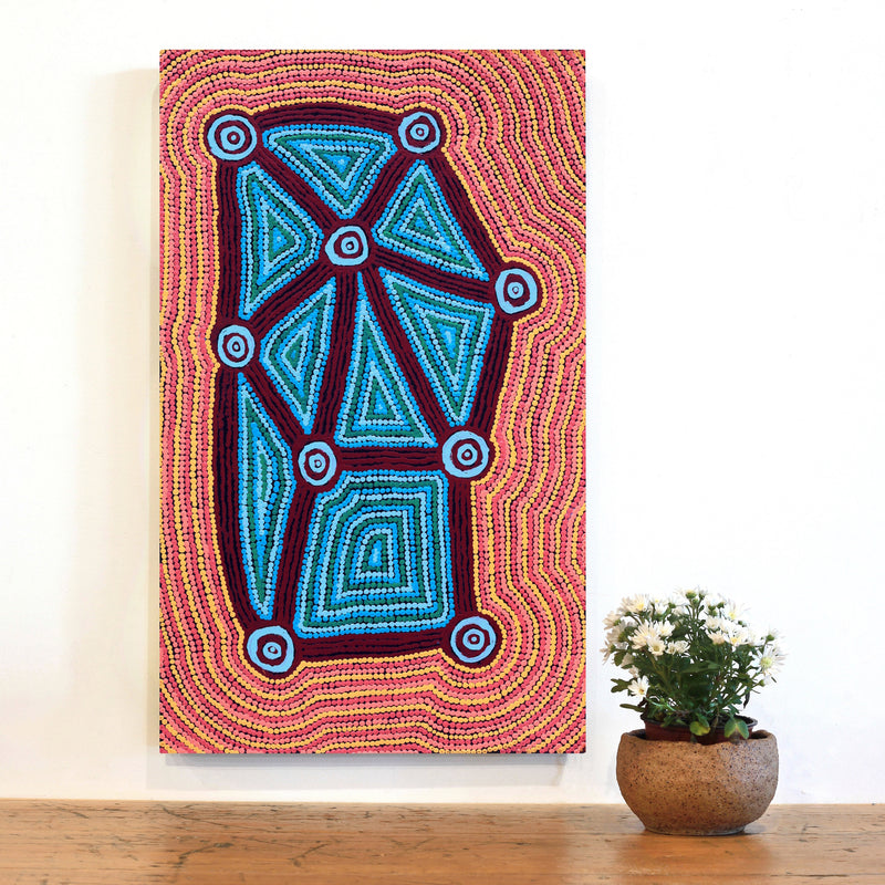 Aboriginal Artwork by Sabrina Nungarrayi Gibson, Yankirri Jukurrpa (Emu Dreaming) - Ngarlikurlangu, 76x46cm