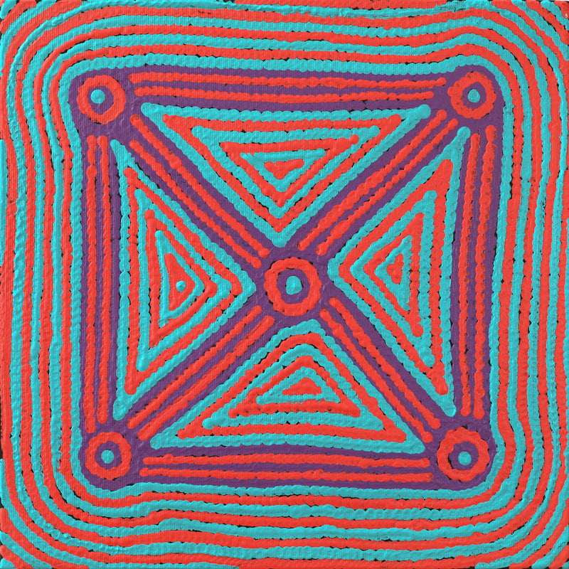 Aboriginal Artwork by Sabrina Nungarrayi Gibson, Yankirri Jukurrpa (Emu Dreaming) - Ngarlikurlangu, 30x30cm