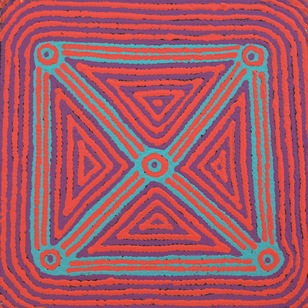 Aboriginal Artwork by Sabrina Nungarrayi Gibson, Yankirri Jukurrpa (Emu Dreaming) - Ngarlikurlangu, 30x30cm